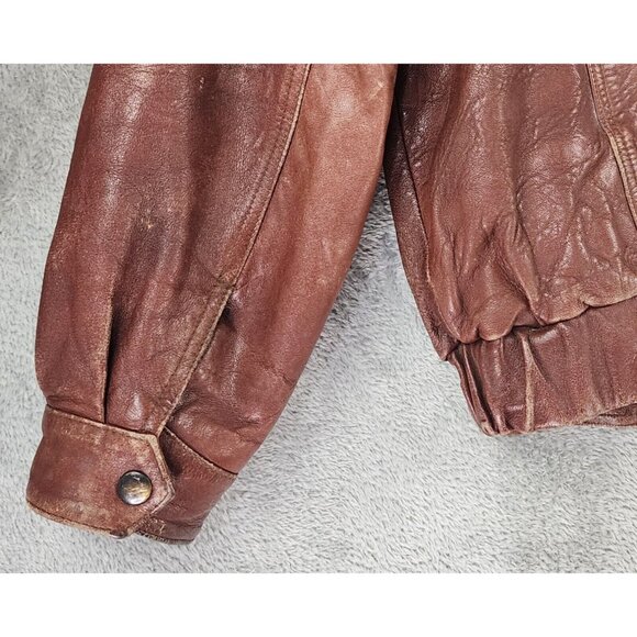 Telegraph by Cooper Leather Jacket Mens Size 40 Brown Full Zip Vintage Bomber - Picture 10 of 16